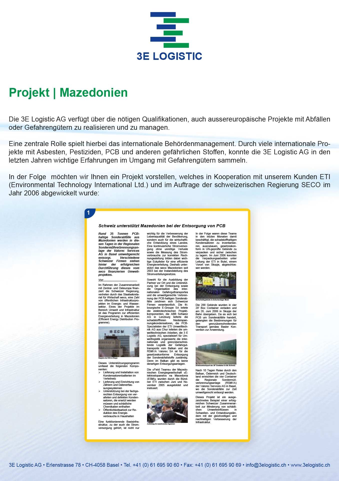 Projekt | Mazedonien | 3E Logistic